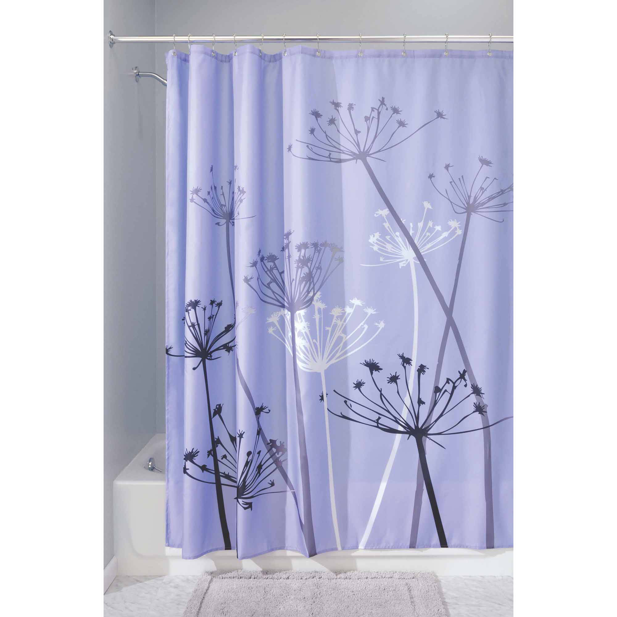 InterDesign Thistle Fabric Shower Curtain, Standard 72" x 72", Purple/Gray - image 3 of 3