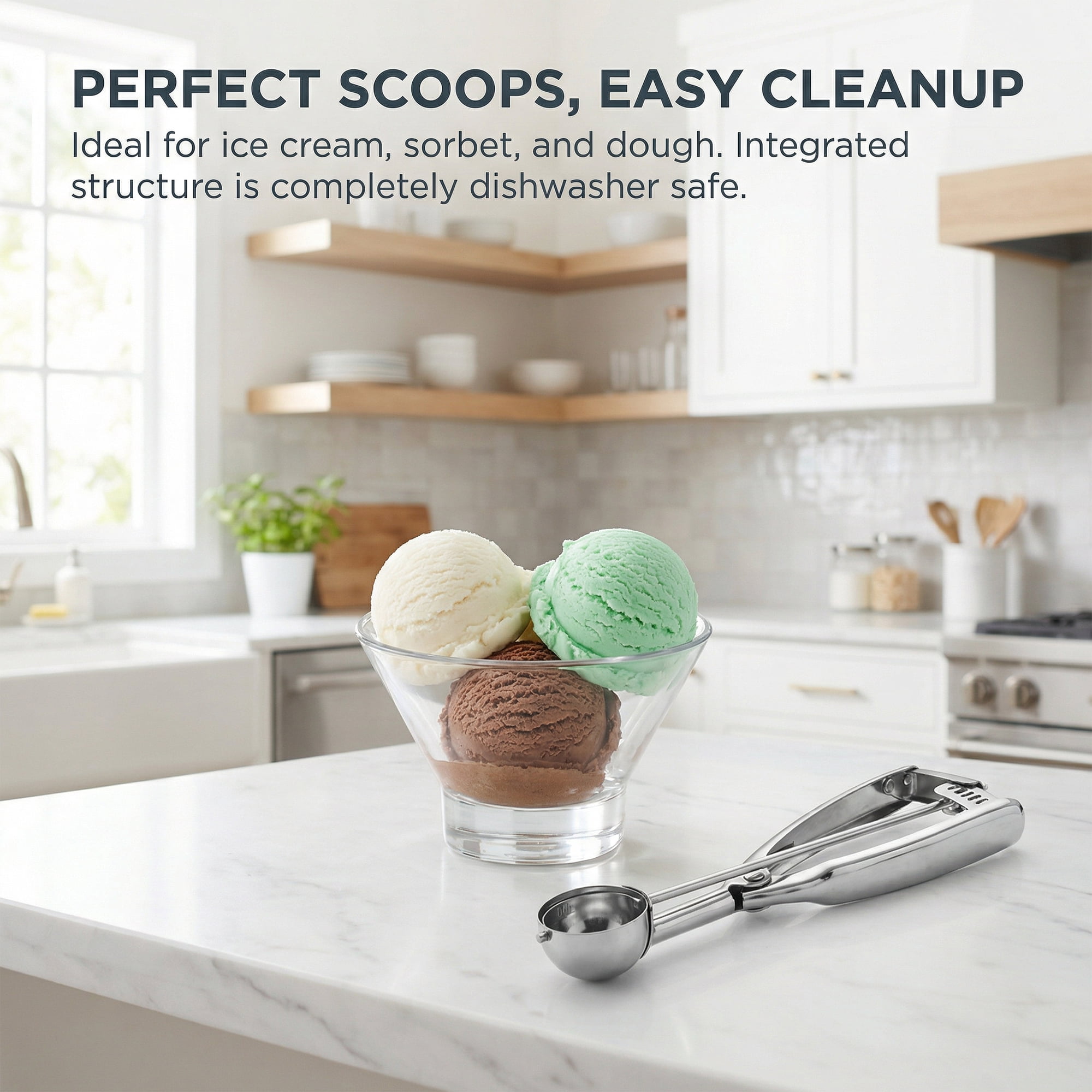 Unique Bargains Easy Clean Tool Stainless Steel Ice Cream Scoop Silver 7.7in