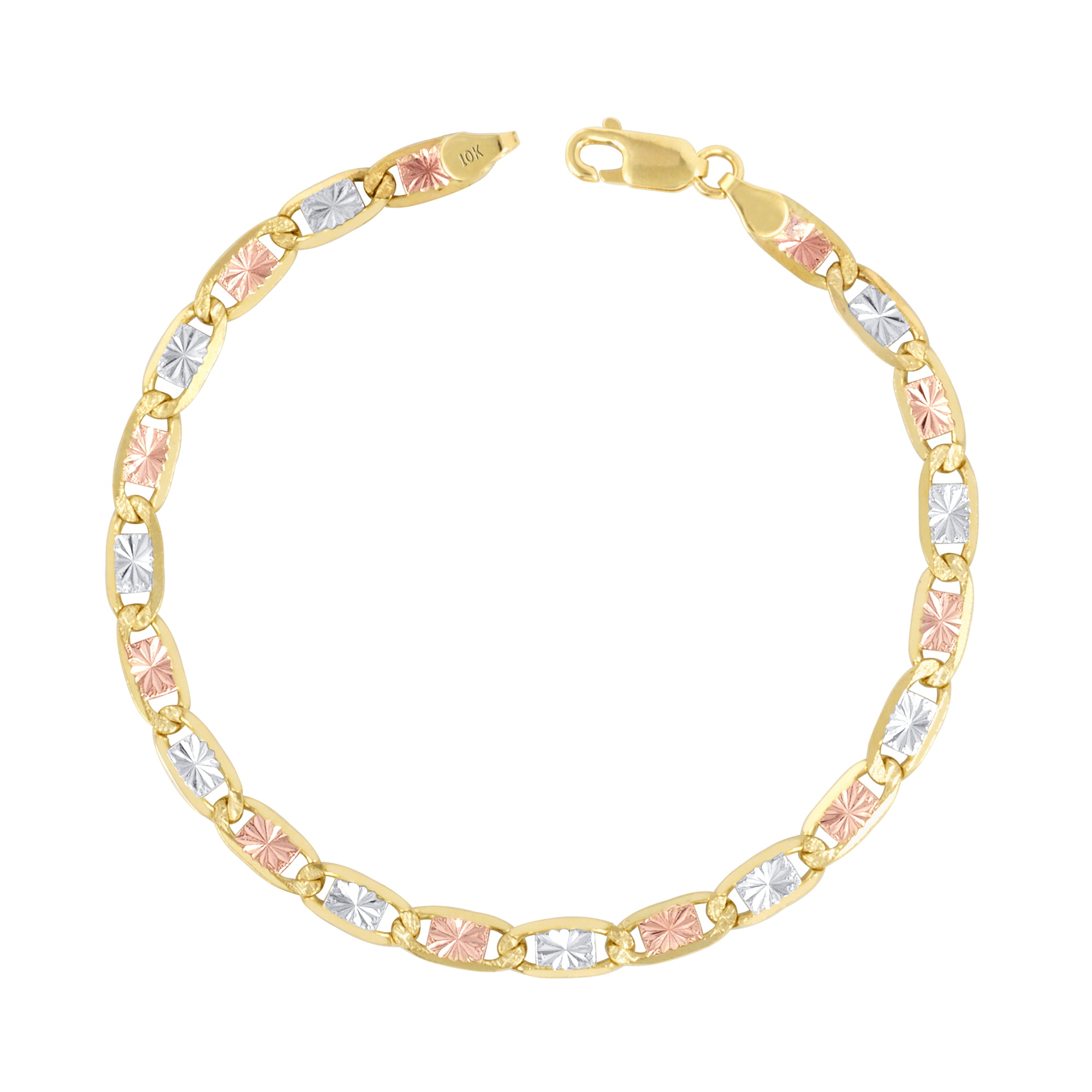 Children's Babies 10k Tri Gold Valentino link ID Bracelet 5.5 in With Guadalupe 