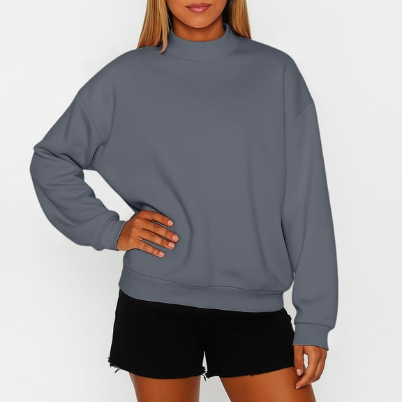 Womens Oversized Mock Neck Sweatshirt Trendy Long Sleeve Fleece Pullover Fall Tops Winter Turtleneck Sweater