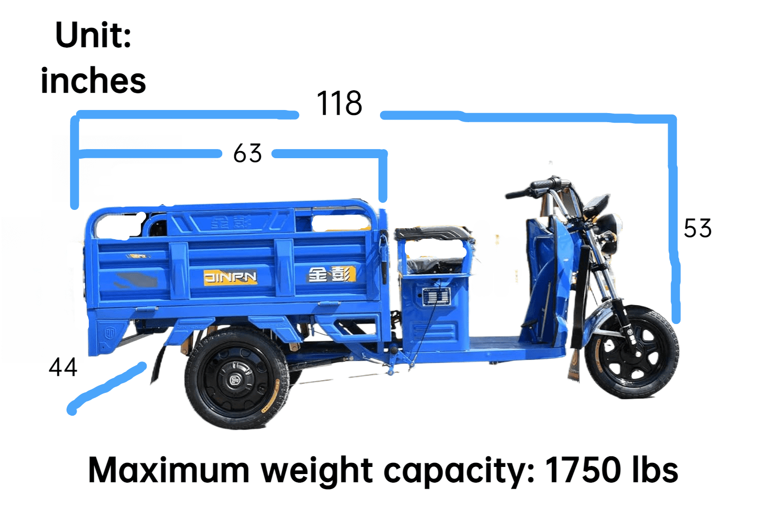 60V 45A Electric Tricyle Cargo Van for Adults, Long Range Commercial Mobility Scooters for Seniors, 1000W Electric Three Wheel Cargo Transporter w/63" Hydraulic Tipping Bucket, 25-37 MI Range