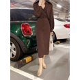 thumbnail image 4 of Coffee Dress, Long Sleeve Button Front Midi with Side Split, 4 of 4