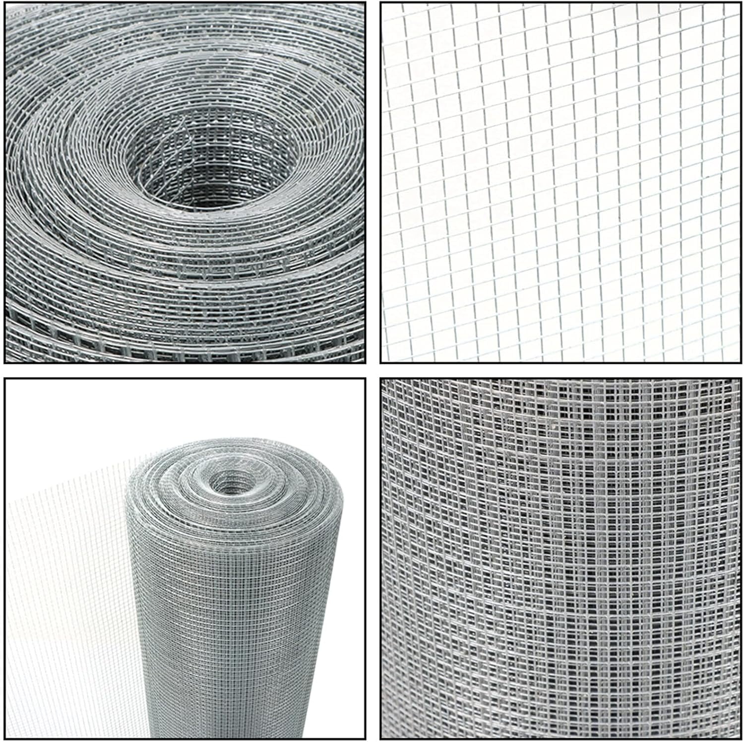 waltyotur 48 in x 100 ft Hardware Cloth, 1/4 in Chicken Wire Fence for Chicken Coop Fences and Poultry Animal Netting (23 Gauge, Silver White)