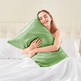thumbnail image 2 of ZHAOCHENG Funda de almohada de satén para cabello y piel, juego de 2 fundas de almohada tamaño king, funda de almohada verde salvia súper suave y sedosa con cierre de sobre (20 x 40 pulgadas), 2 of 5