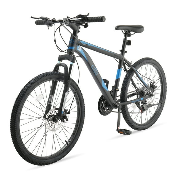 UBesGoo 24in Mountain Bike 21 Speed for Adult with Disc Brakes & Suspension, Black