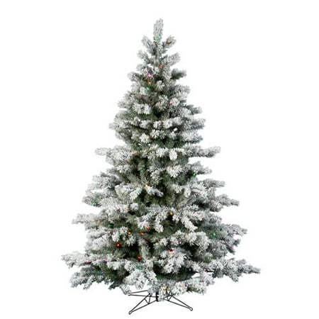 8.5' Pre-lit Flocked Aspen Artificial Christmas Tree - Mulit Color LED Lights