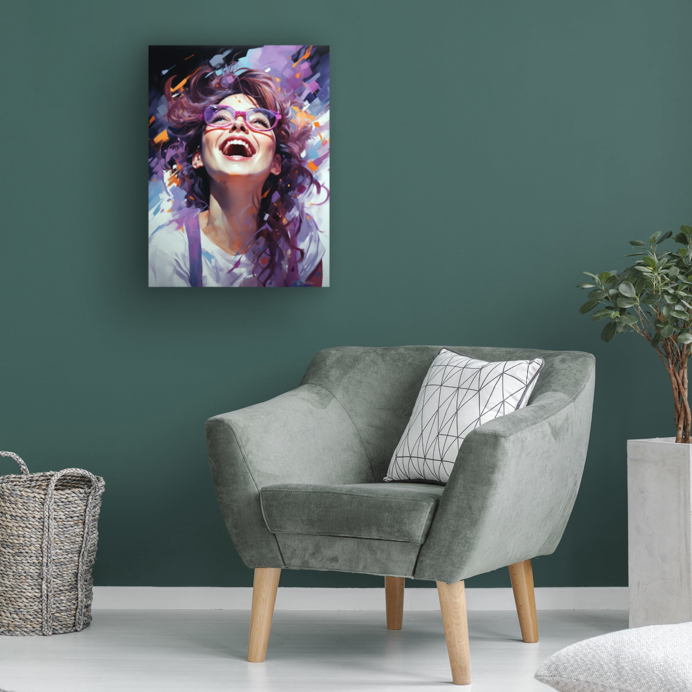 Canvas Wall Art - Momart 'Happy Purple 2' Wall Art for Living Room, Bedroom, or Office Décor by Trademark Fine Art - 24 x 32 Inches