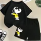 thumbnail image 3 of Conjunto de camiseta de verano con estampado de Snoopy para niños y adolescentes, camiseta de algodón de manga corta y pantalones cortos, traje de 2 piezas, ropa de moda para niños, 3 of 5