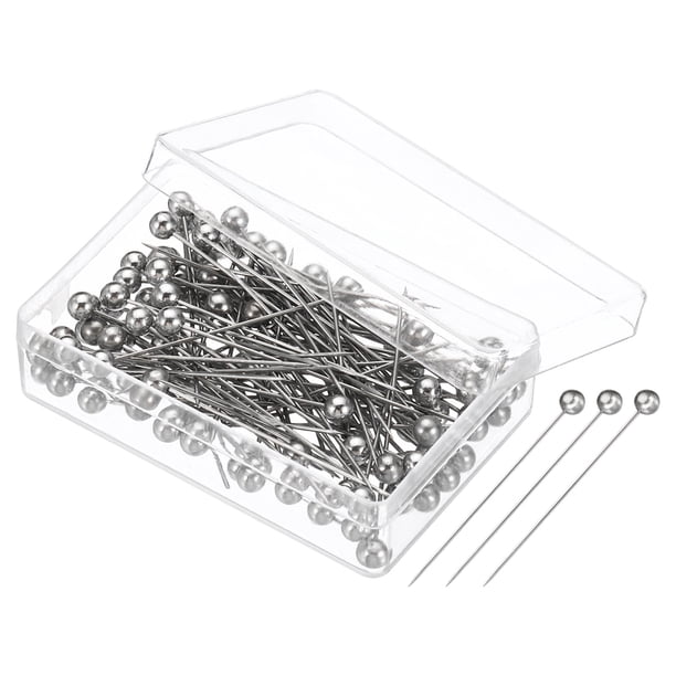 Uxcell Alfileres de Coser, Alfiler Recto de 1.5 Pulgadas con Cabeza de Perla Plástica, Plateado, 100 Paquete
