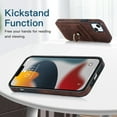 thumbnail image 2 of Feishell Fit for Apple iPhone 13 Case with 360° Rotatable Ring Holder,Shockproof Drop Resistant Premium Plain PU Leather Soft TPU Card Slots Kickstand Back Protective Phone Case,Coffee, 2 of 8