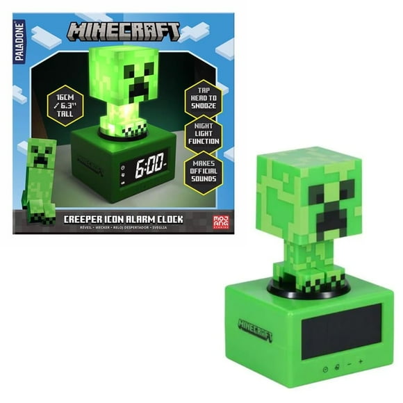 Despertador Paladone Minecraft Creeper Icon para niños con luz