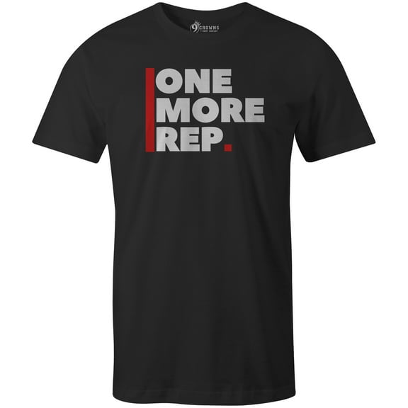 9 Crowns Men's One More Rep Funny T-shirt (Black, Small)