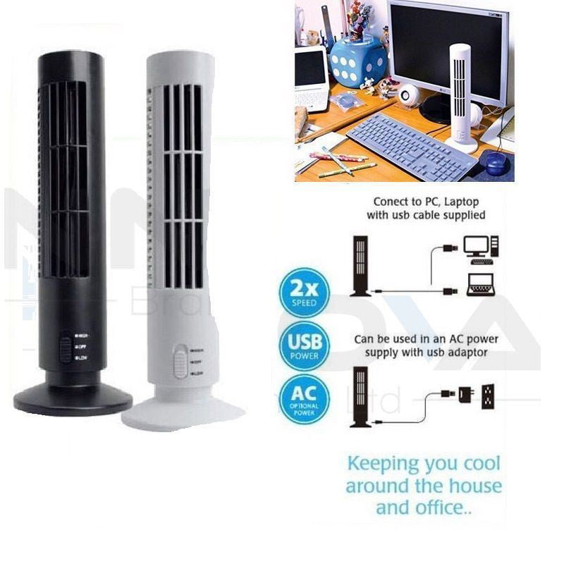 Mini Portable USB Cooling Air Conditioner Purifier Tower Bladeless Desk Fan 13" 