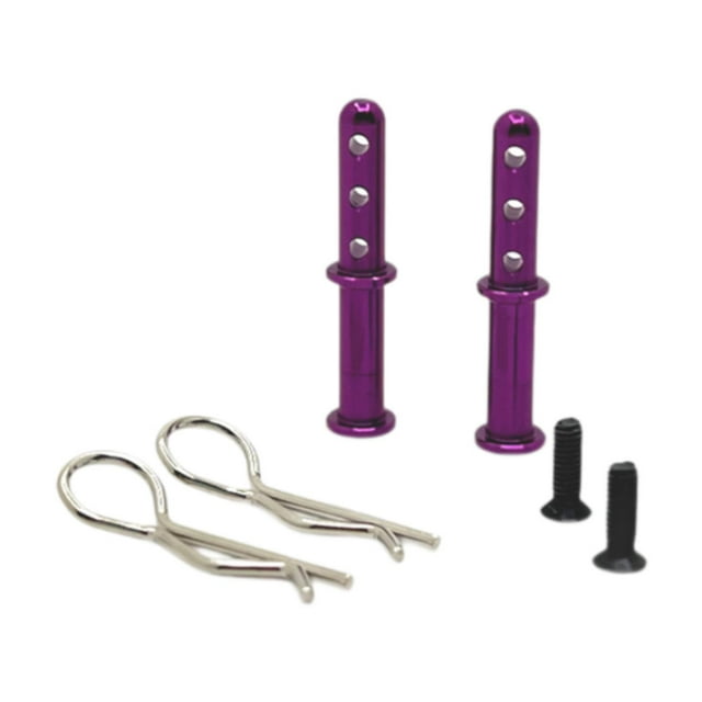 2x poste de carrocería RC con clips R, de carcasa de RC profesional de aluminio, accesorio para modelo de automóvil para 1/12 1/14 Crawler Car violeta