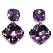 SJENERT Temperamental Purple Square-shapd Zircons Drop Dangle Earrings Elegant Jewelry Accseeories Gifts(Purple)
