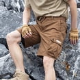 thumbnail image 5 of Men's 100% Cotton Cargo Shorts Workwear Multi Pocket Shorts Elastic Belt Relaxed Fit Casual Summer Hiking Shorts Big and Tall Size XS-3XL Coffee, 5 of 7