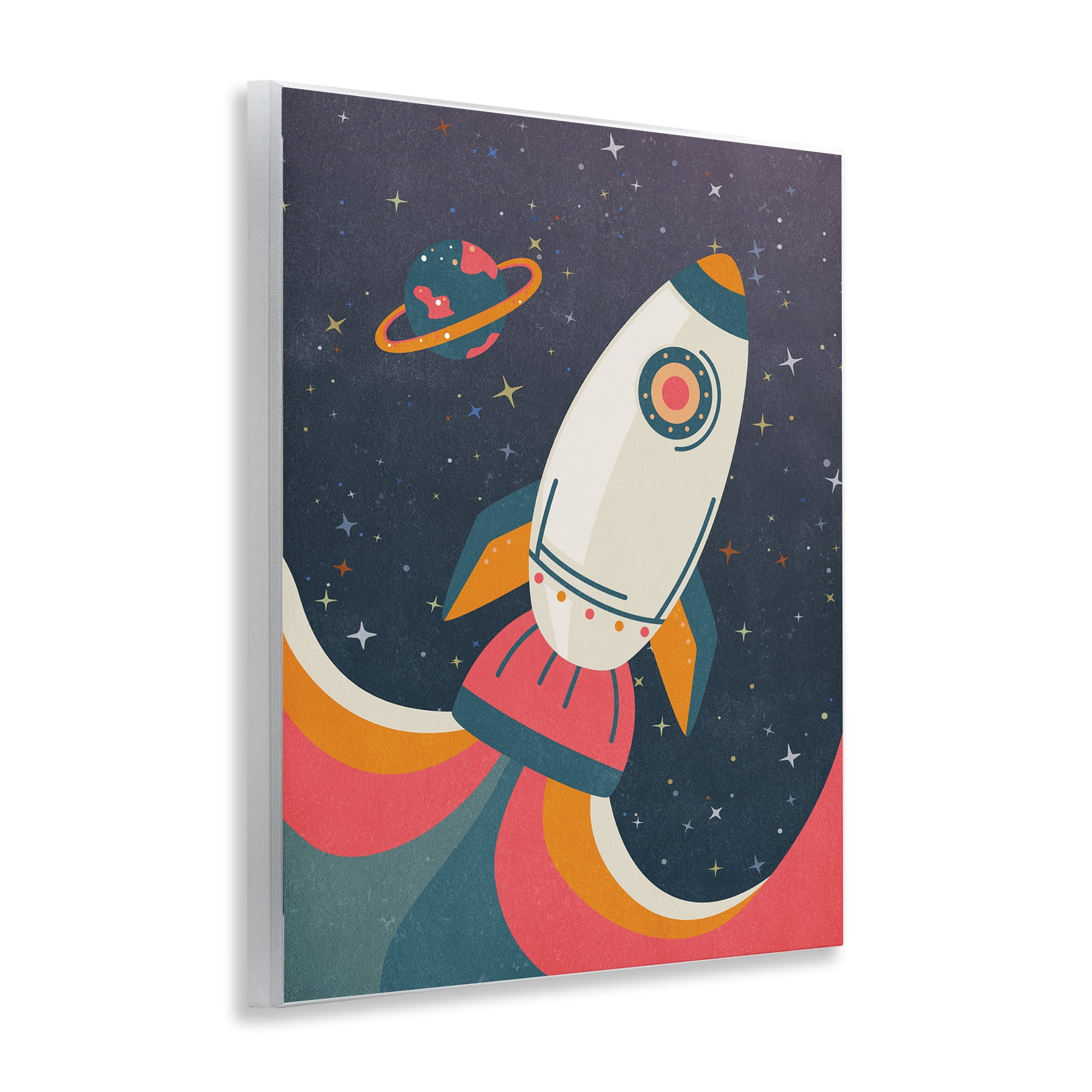 Stupell Industries Retro Space Rocket Astrology & Stars Painting Unframed Art Print Wall Art, 11 x 14