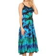 thumbnail image 4 of Sakkas Adela Women's Tie Dye Embroidered Adjustable Spaghetti Straps Long Dress - Turquoise - S/M, 4 of 5
