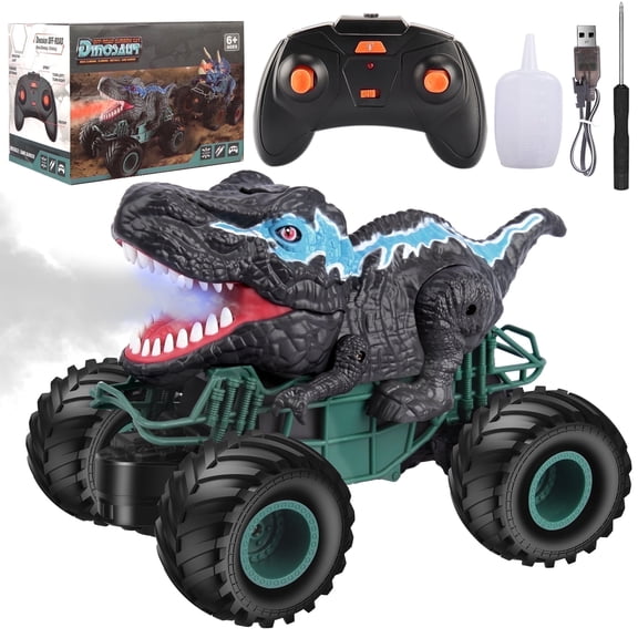 UUGEE Remote Control Dinosaur Cars for Boys, 2.4G RC Cars Monster Truck with Light Sound Spray, Christmas Birthday Gifts Toys for 6 8 9 10 Year Old Kids