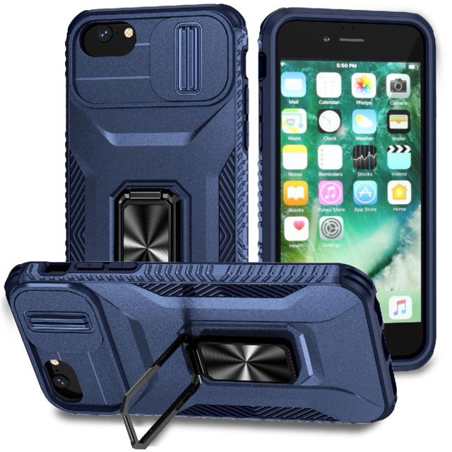 Funda para GANGXUN iPhone SE 2020/2022 - Soporte metálico, Función magnética, Azul