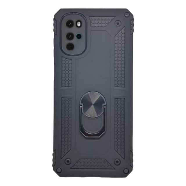 Funda Uso Rudo con Anillo Magnético Para Motorola G22 Cely Vesmir Negro Más 2 Micas de Cristal