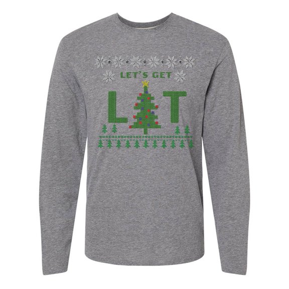 Inktastic Let's Get Lit Christmas Tree Faux Ugly Sweater Long Sleeve T-Shirt
