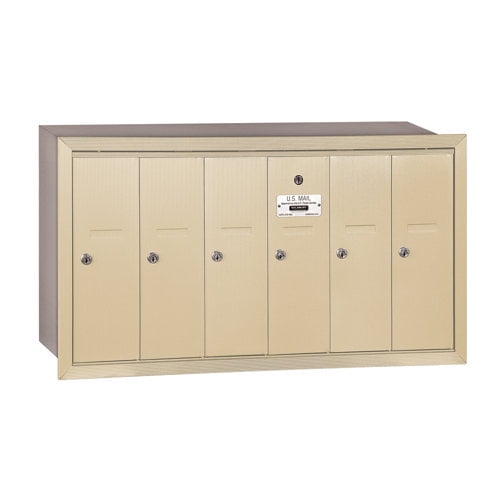 Vertical Mailbox - 6 Doors - Sandstone - Recessed Mounted - USPS Access