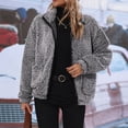 thumbnail image 6 of ChaoHeng Womens Jackets Lightweight Casual Fashion Print Pocket Zipper Coat Trendy,Women's Fashion Long Sleeved Single Button Lapel Plush Coat(Gray,S), 6 of 8