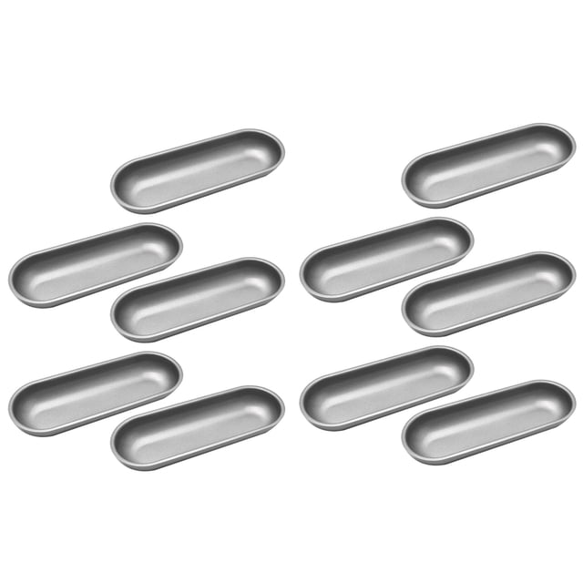 10 Piezas de Perro Caliente Del Molde de Acero Al Carbono Salchicha Moldes Antiadherente para Hornear Oval Hot Dog Bun Recipiente para Hornear Pan Casero