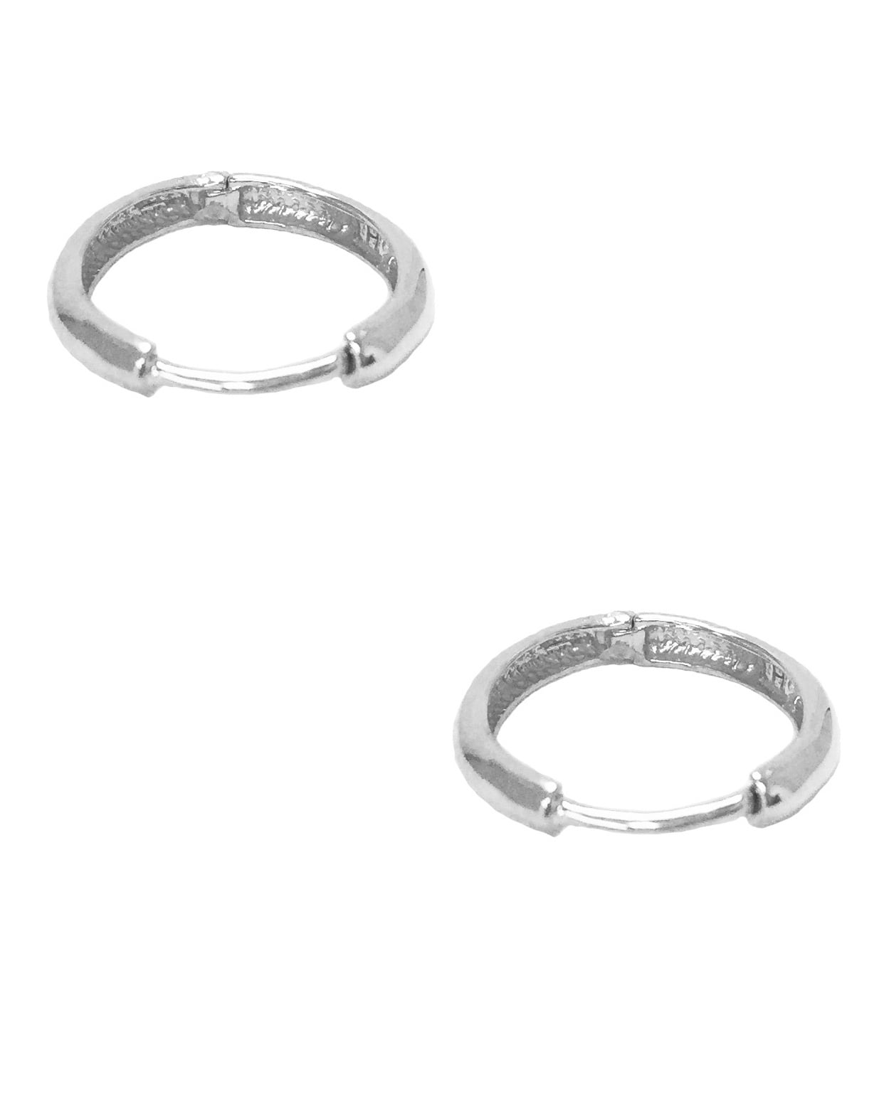 10K Solid White Gold Huggies Hoops Earrings 2mm x 13mm
