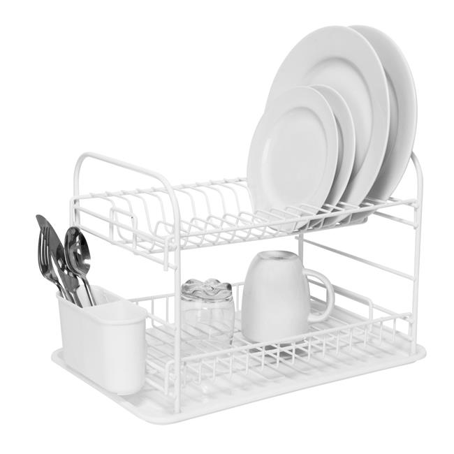 Kitchen Details 28528WHITE Convertible 2 Tier Dish Rack Walmart Canada