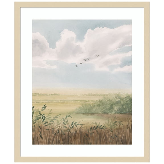 Amanti Art Clear Day Meadow II Wood Framed Wall Art Print