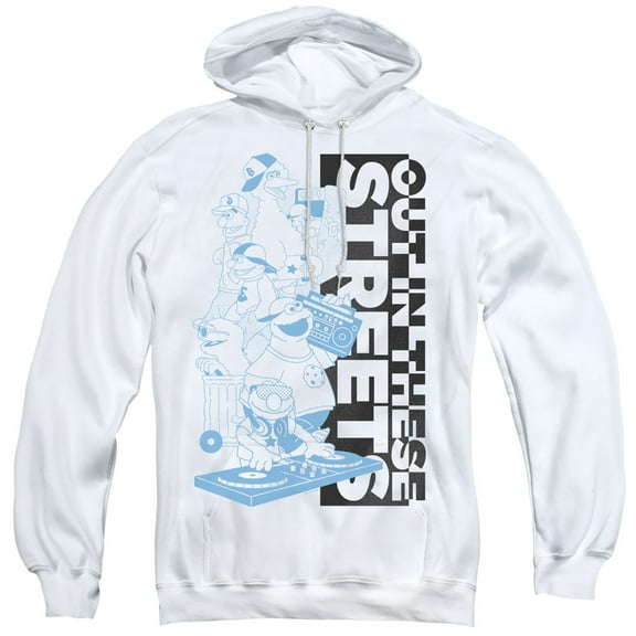 Sesame Street Out In These Streets Adult Pullover Hoodie Sweatshirt White