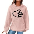 thumbnail image 4 of Hoodies for Women Graphic Heart Print Cute Long Sleeve Waffle Drawstring Pullover Spring Fall Sweatshirts with Pockets(Pink,XL), 4 of 5