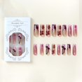 thumbnail image 3 of Presiona las uñas BABALAL, largas, cuadradas, rosadas y rojas, punta francesa, 24 unidades, 3 of 7