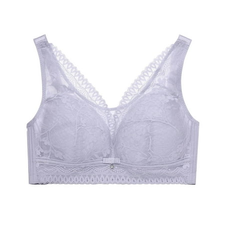 Gnurob Clearance Deals Women s Lace No Underwire Bra Full Coverage Push Up Bralette Beauty Back Smoothing Bras Padded Wireless Bralettes 06-Purple 46/105CD