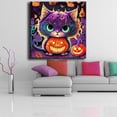 thumbnail image 3 of Pintura de diamante con tema de Halloween, arte de taladros especiales de calabaza, perro, gato, Cristal AB, piedra que brilla en la oscuridad, ASF2769, 3 of 4