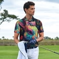 thumbnail image 3 of Fotbe Colorful Patterned Rabbit Camiseta Polo de Golf para Hombre con Estampado – Camisa Deportiva Transpirable con Cuello Abotonado-Large, 3 of 6