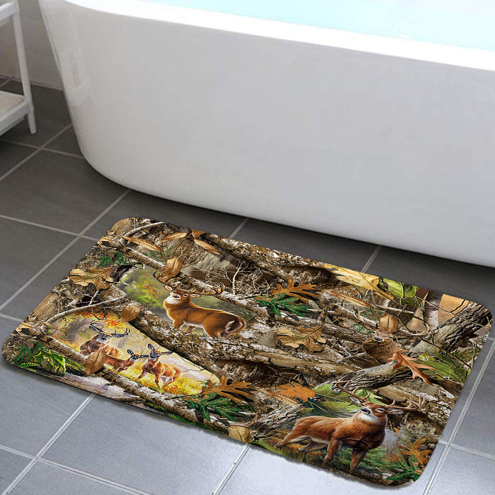 Cabin Bear Bathroom Rugs, Forest Animal Lodge Cabin Vintage Wooden Country Farm Wildlife
