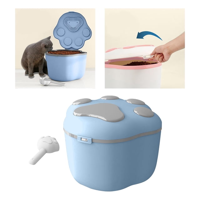 Recipiente de almacenamiento de alimentos perfecl para perros gran capacidad azul