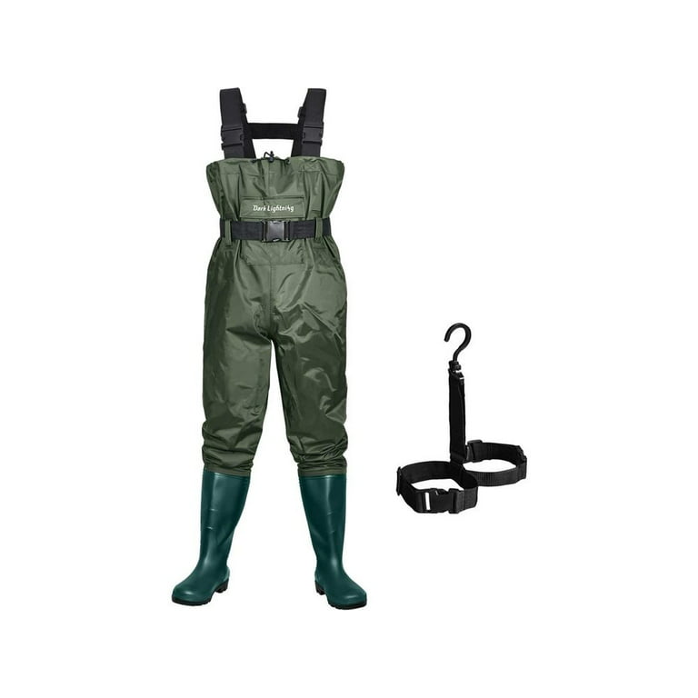 Dark Lightning Fly Fishing Waders for Men and Women with, Green, Size 10.0