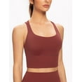thumbnail image 4 of AGONVIN Women's Strappy Longline Yoga Sports Bra Padded Wireless Crop Top Cami Tank Top Cabernet Red X-Small, 4 of 7