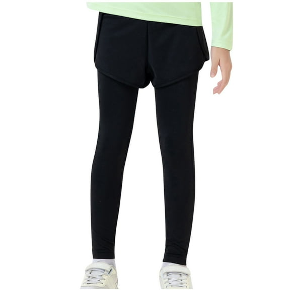 CHEEREAM Girls Running Pants Casual High Waisted Workout Leggings 2 in 1 Yoga Compression Tights Board Shorts