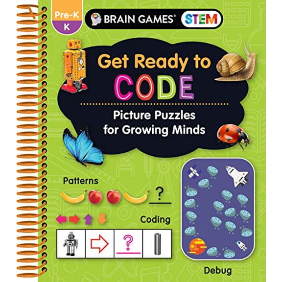 Pre-Owned Brain Games Stem - Get Ready to Code: Picture Puzzles for Growing Minds (Workbook for Kids 3 to 6) (Spiral-bound) 1645584402 9781645584407