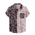 thumbnail image 1 of Lars Amadeus Camide patchwork pahombre con botones de mancorta, camisas hawaianas informales de verano Negro roM, 1 of 6