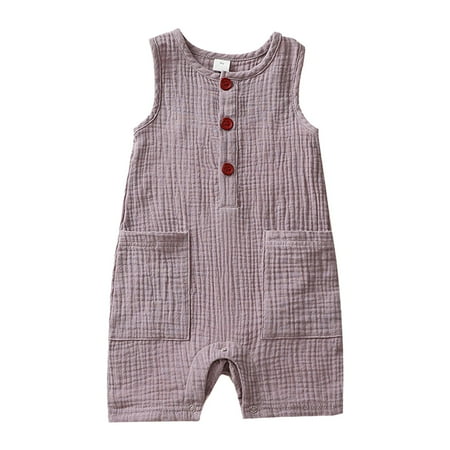 

MANHUJI Boys Pajamas Baby Girls Sleeveless Bodysuit Short Leg Romper Baby Sleeveless Onesie Solid Color Set Infant Bodysuit Unisex Newborn Outfit Newborn Footie Pajamas (Purple 60)