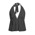 thumbnail image 6 of Halter Tops for Women Summer Sleeveless Deep V Neck Polka Dots Backless Ruffle Hem Crop Peplum Tank Tops Y2k Going out Top, 6 of 6