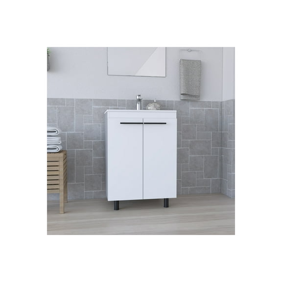 Treevol Furniture Floor Cabinet Oxnard, Double Door - White