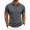 thumbnail image 3 of KLHDSF Men's Short Sleeve Polo Shirts Casual Slim Fit Basic Cotton Shirt Top 3-Button Golf Shirt, Summer Wear, Casual, Trip, Work, Outdoor Dark Gray S, 3 of 10