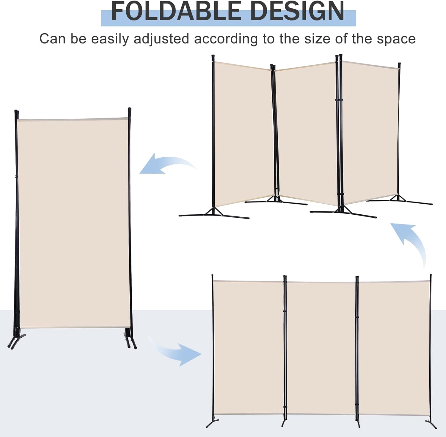 CL.HPAHKL 3 Panel Room Divider Folding Privacy Screen, Freestanding Wall Divider Room Partition for Home Office Bedroom, Beige